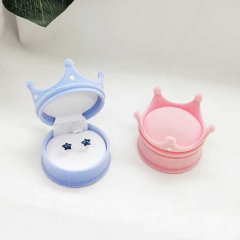 Velvet Flip up Childrens Necklace Earrings Studs Finger Rings Exquisite Shell Sea Star Crown Jewelry Box Bead Box W241019