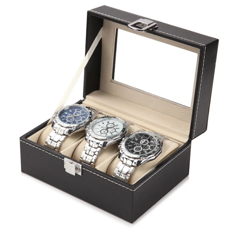 2/3/4/5/6/8/10/12/20 Girl PU Leather Watch Box Display Box Bracket Black Storage Box Organizer Gift Box for Men and Women 241018
