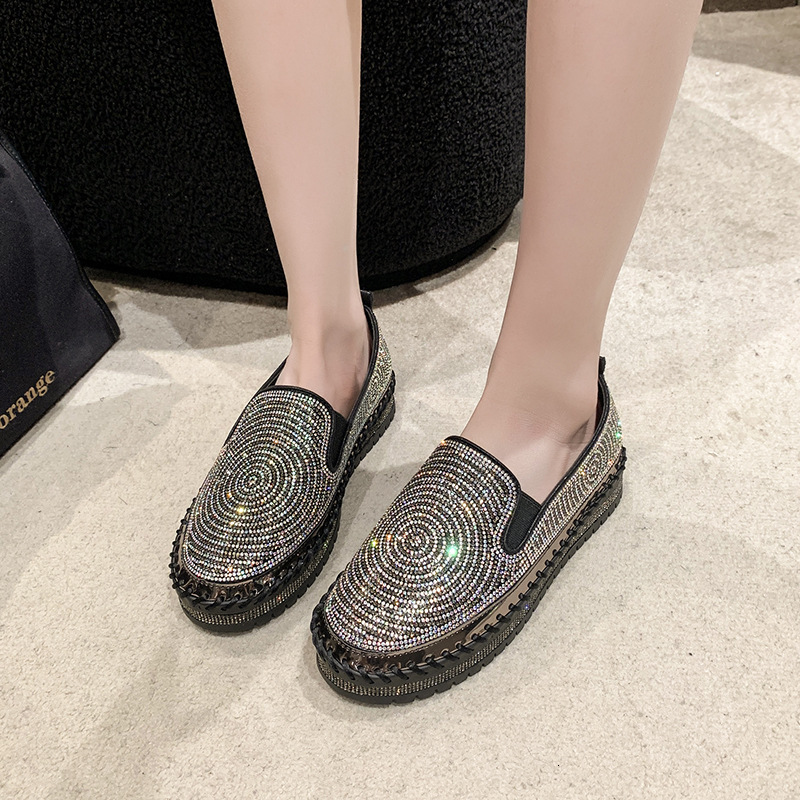 Thick soled shoes 2024 new model, thick soled, low cut, shallow mouth, sequins, large size, fashionable, sports and casual single shoes for women