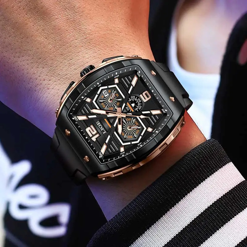 Relogio Masculino LIGE Mens Watch y Waterproof Quartz Enhances Wrist Glow Date Sports Silicone 241009