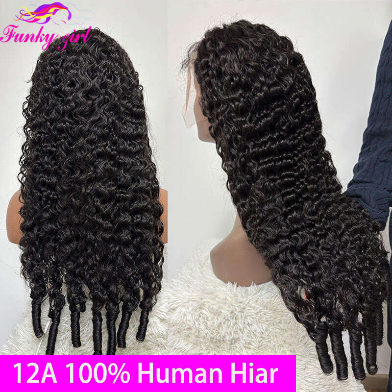 12A Human Hair Brazilian Burmese Curls HD Transparent Frontal Wig For Women Water Curly Full Lace Wigs