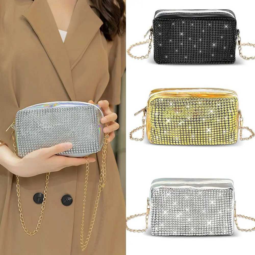 Sparkly Rhinestone clutch bag Bling evening handbag chain shoulder bag Y241019