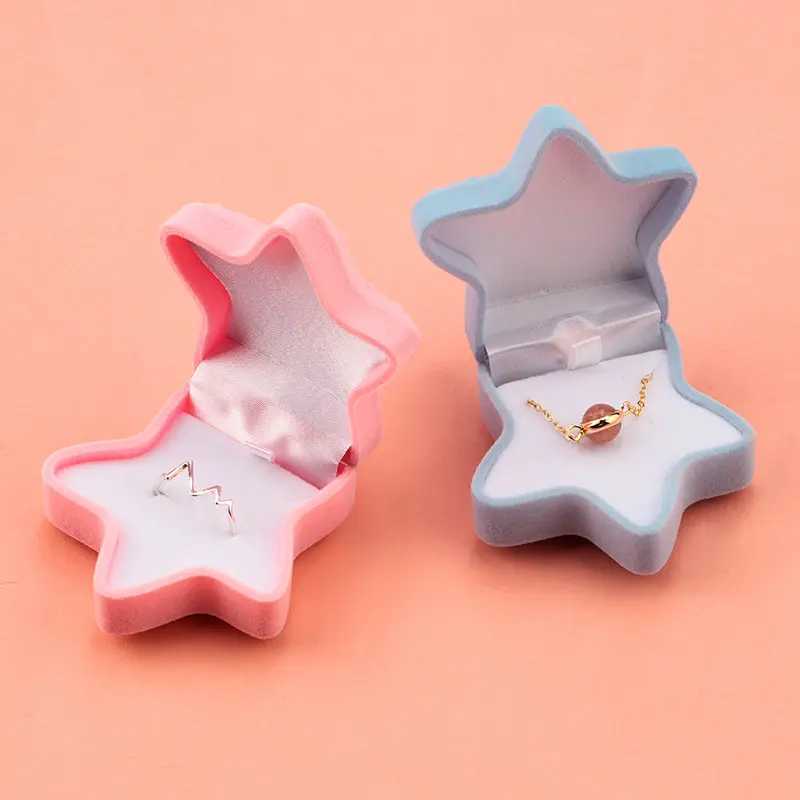 1 Cute Starfish Velvet Jewelry Box Wedding Engagement Ring Box Display Gift Box Bracket Earrings Necklace Bracelet W241019