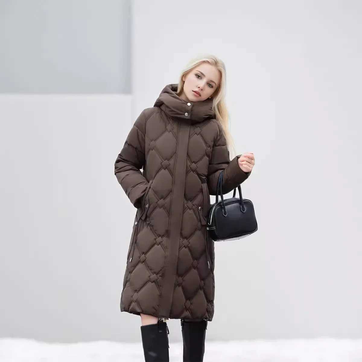 2024 New Snow Wear Winter Coat For Women Down Jacket Warm Thicken Casual Loose Hooded Jacket Elegant Female Long Parkas OvercoatX241019