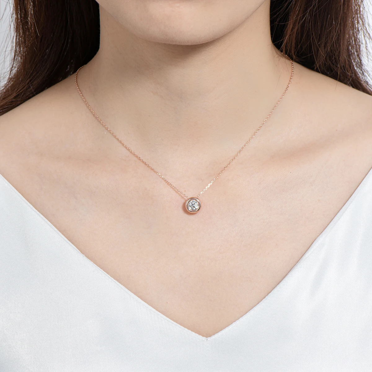 Ngy 6.5mm round framed pendant necklace suitable for women 925 sterling silver Kravik chain necklace jewelry necklace MUJI 241018