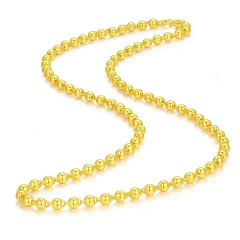 999 Real Gold 24K necklace suitable for both male and female solid ball chains ruling boss chains attracting true wealth 241018