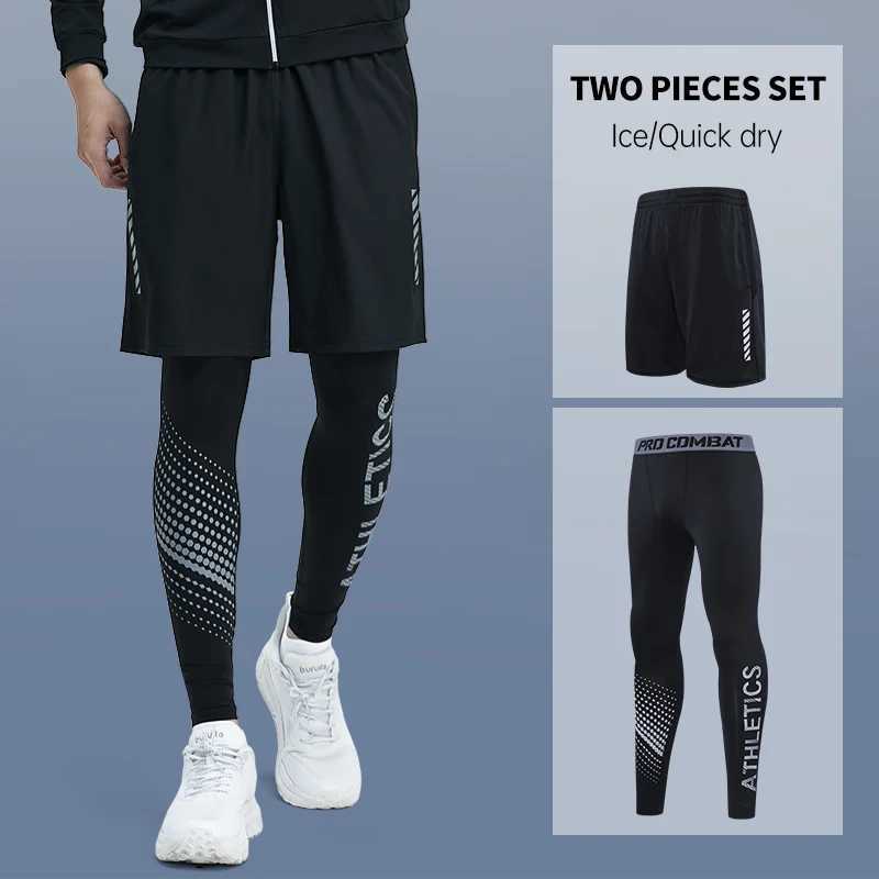 2-piece leggings mens cycling basic fitness fast drying high elasticity exercise running training compression W241018