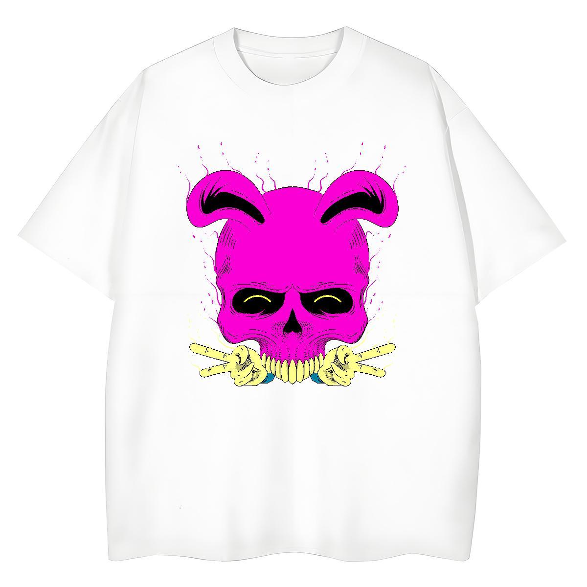 2024 T shirt 230g Pure Cotton Short sleeve Soft Casual Daily Wear skull Lady T shirt Popular Cartoon Anime Clothes