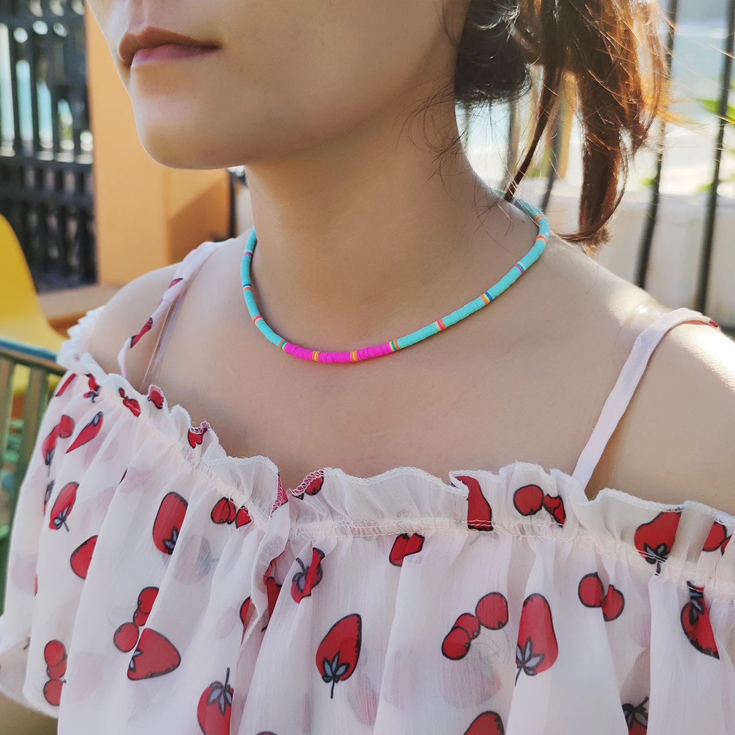 KELITCH Womens Necklace Color Heishi Beads Handmade Polymer Clay Necklace Boho Beach Fashion Jewelry Wholesale 241018