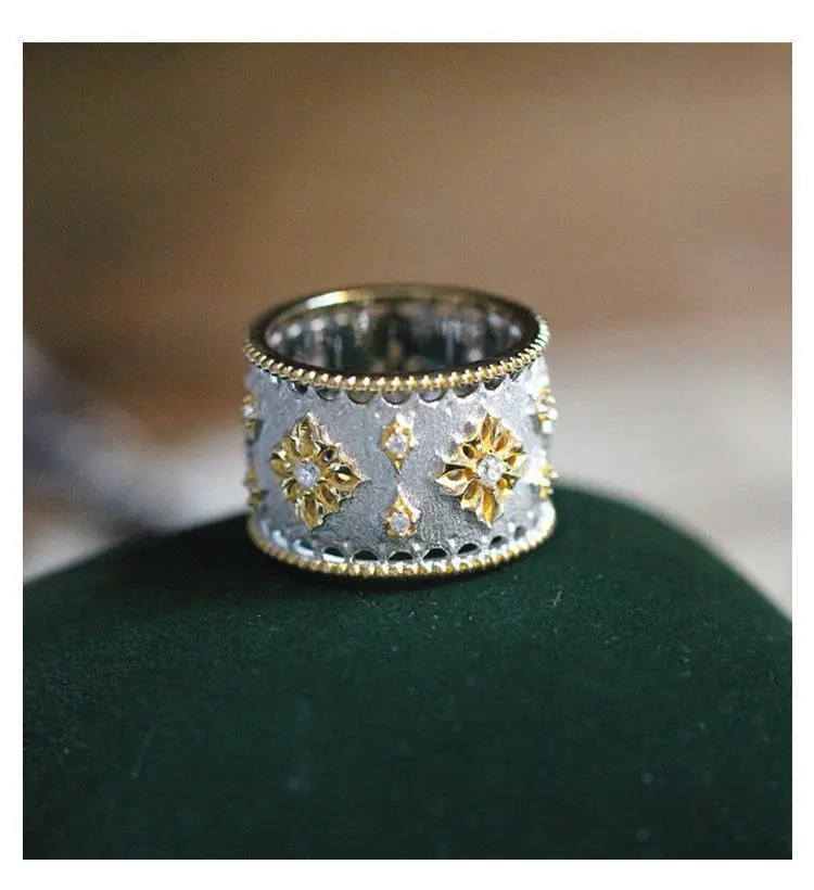 retro style womens wedding party open ring all zirconia carved finger ring jewelry gift 240925