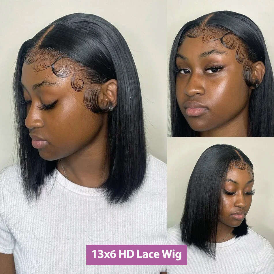 Short Bob Wigs Bone Strsaight 13x4 13x6 HD Front Human Hair For Women 250% Brazilian 5x5 Lace Closure Wig Pre Plucked