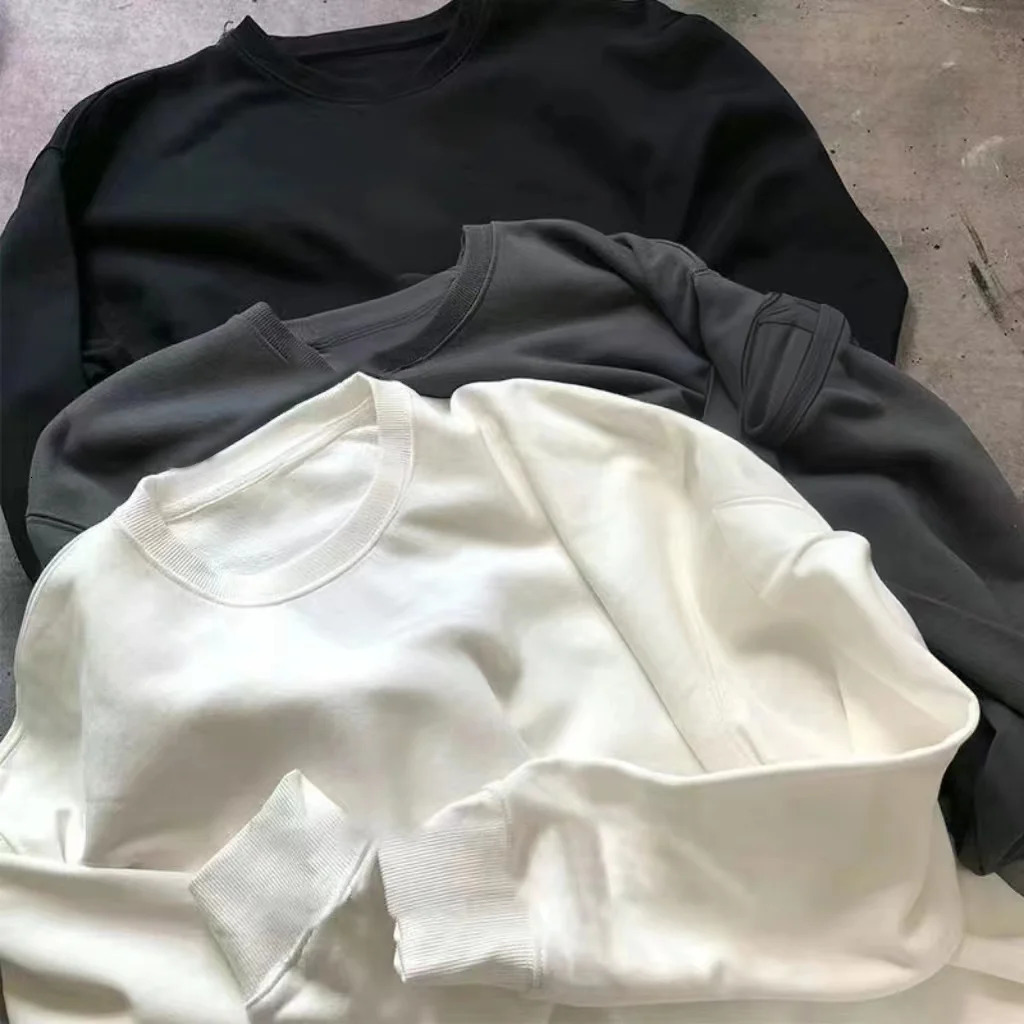 Fall Mens Solid Color Long Sleeve Sweater Hoodie Cotton Loose Comfortable Stone and Womens Sweaters 241010