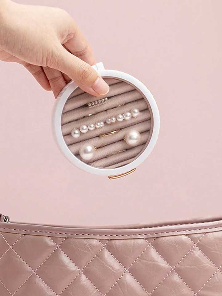 1 travel jewelry box circular ring storage box used for rings pendants earrings necklaces organizer storage racks small bead treasure boxes W241019