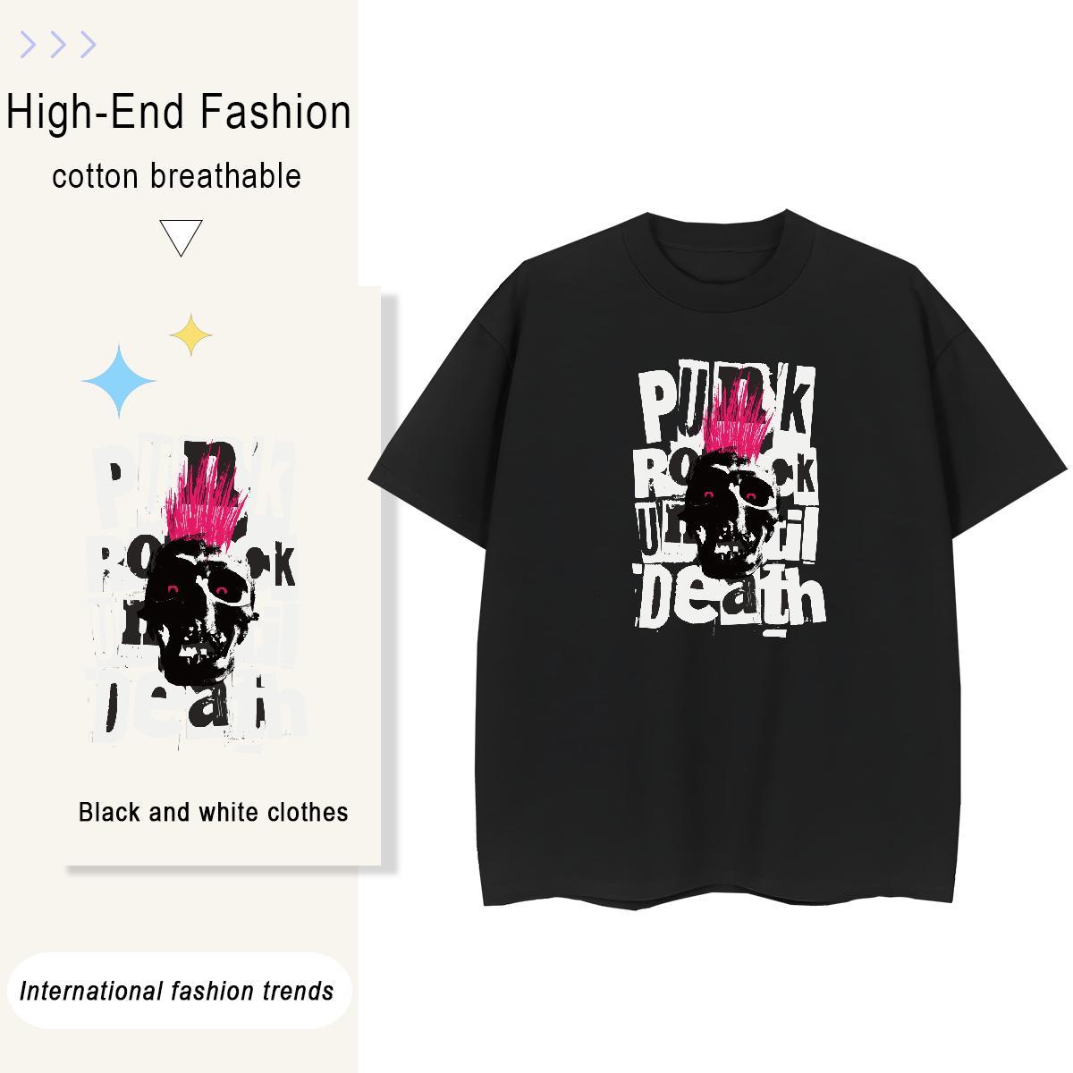 2024 DIY T-Shirts for Women 230g Pure Cotton Round Neck Short Sleeve Sports Street Wear skull Women Tshirts Designer Plus Size Cartoon Tops