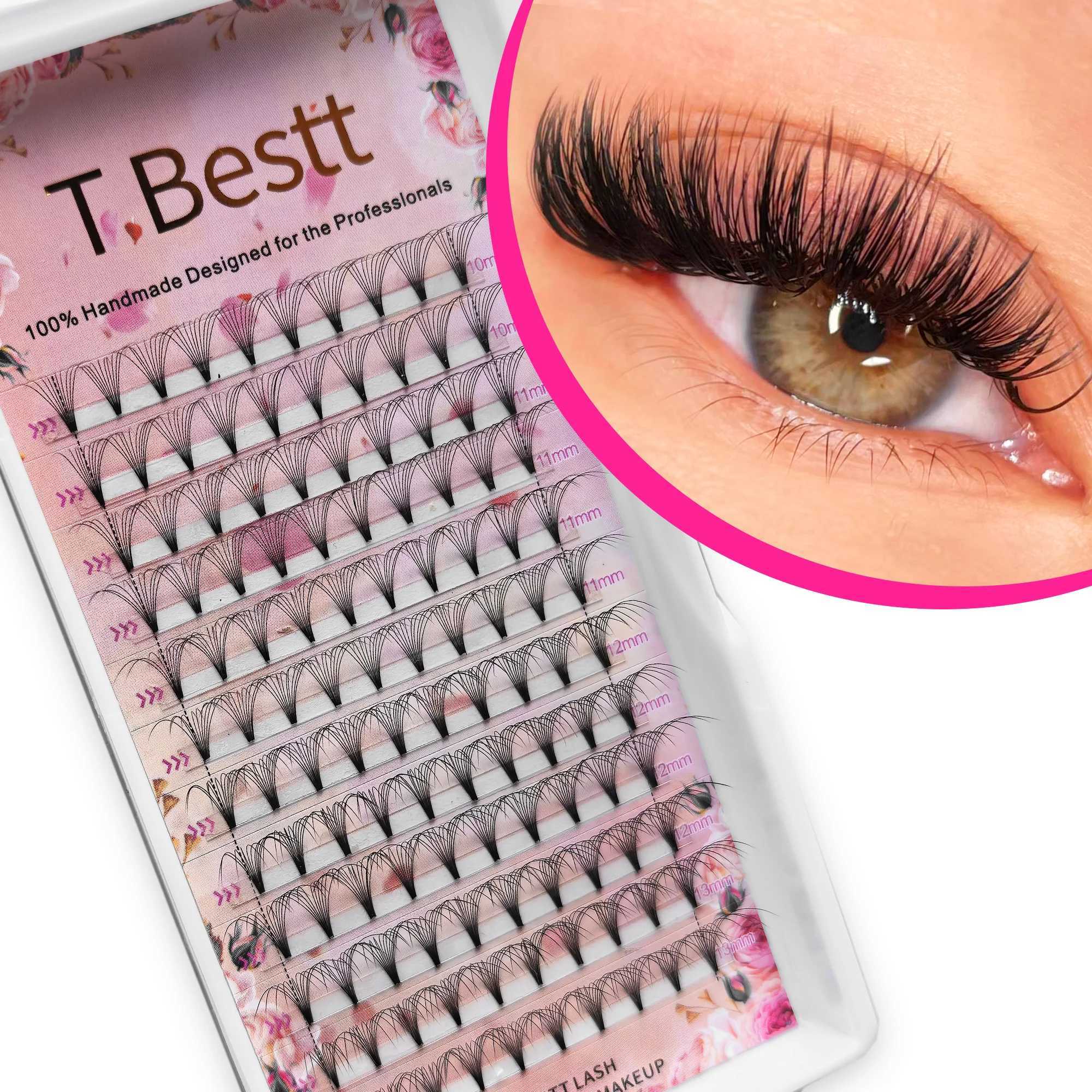 Tbestt Silk Short Stem Premade Volume Fans 8D 10D Soft Matte Russian Volume Lashes Fans Cashmere Individual Lash ExtensionsXJ241019