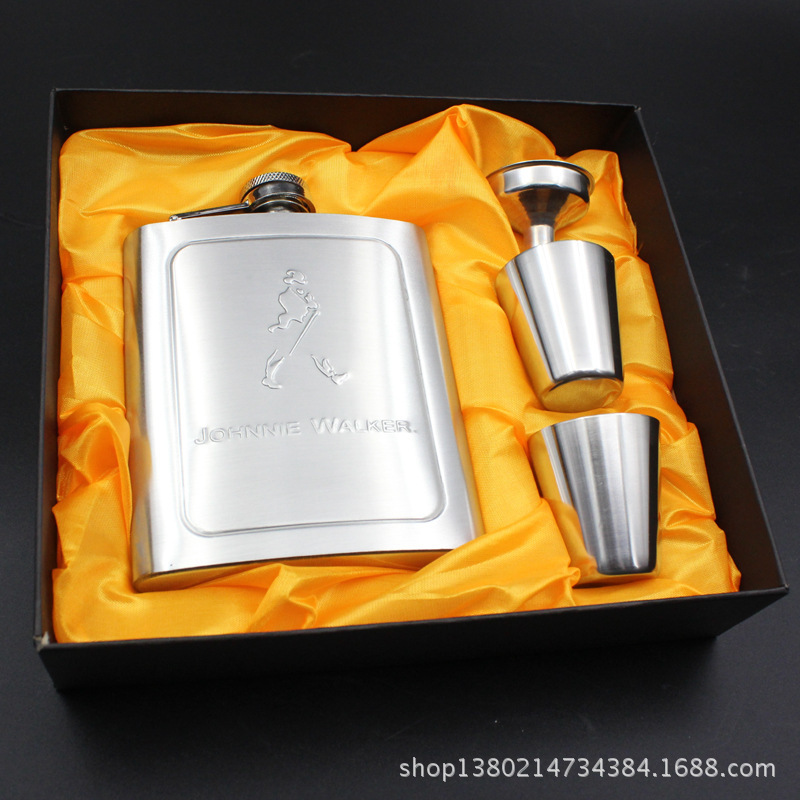 Portable stainless steel wine pot 7-ounce small wine pot high-end set with wine glass funnel customizable wine bottle gift box