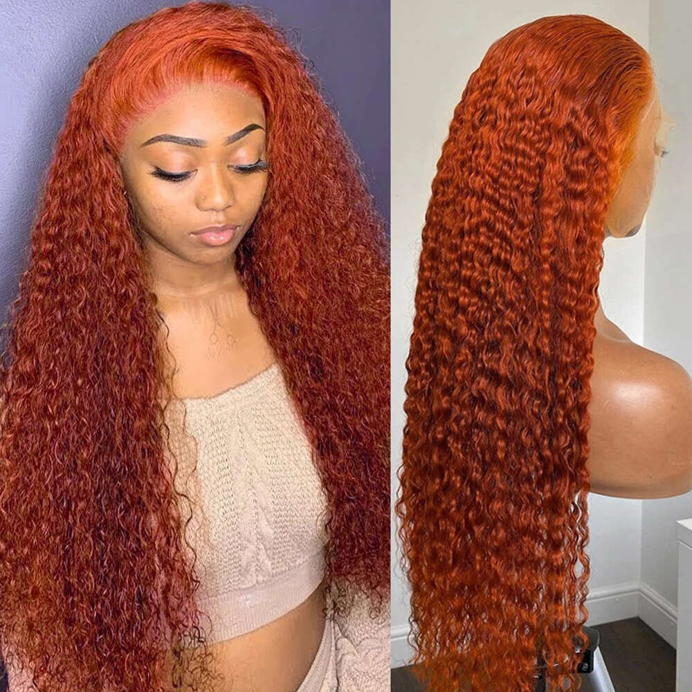 12-34 Inch Ginger Orange 13x6 Front Curly Human Hair 13x4 HD Transparent Deep Wave Lace Frontal Wigs