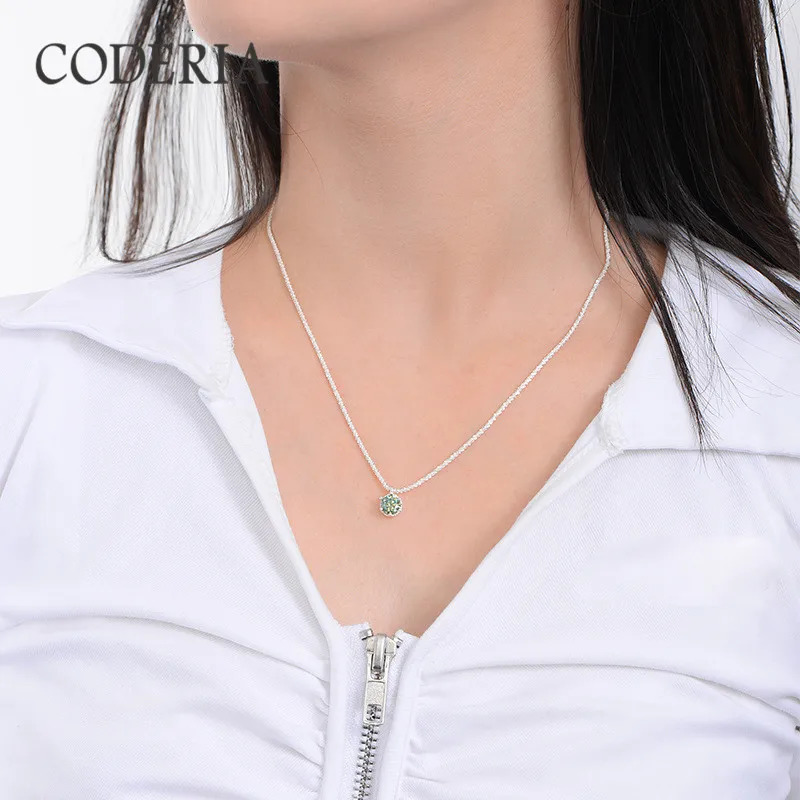 GRA Certified Colored Necklace with Diamond Test 1 CT Pendant 925 Pure Silver Necklace Womens Wedding Jewelry 241018