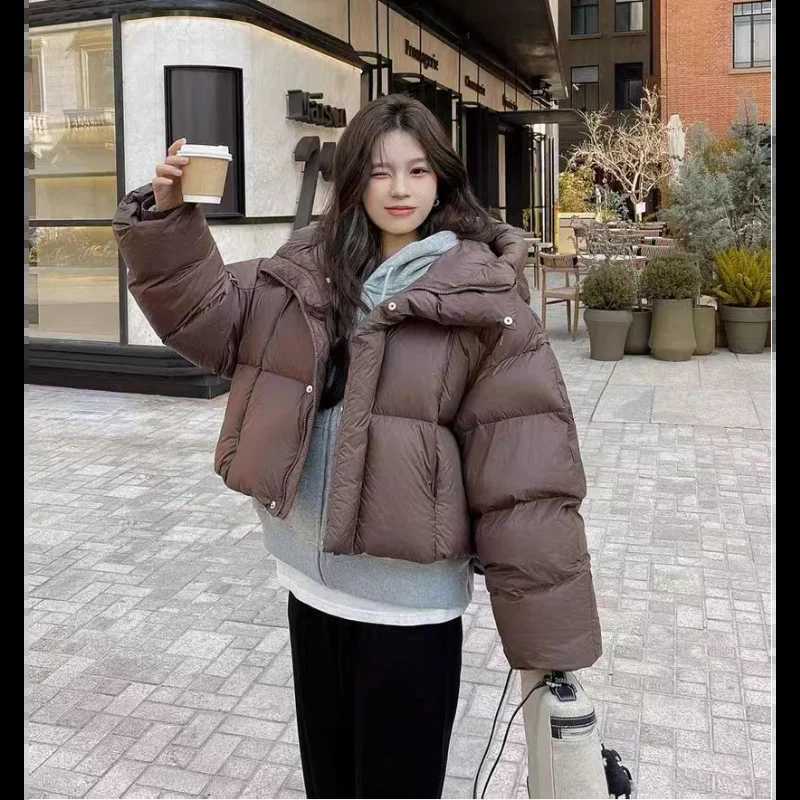 Women's Down Parkas Womens Short Hooded Jacket 2024 Winter Coat Korean Fashion Thick Warm Park Loose White Duck Coat Y24101945KZ