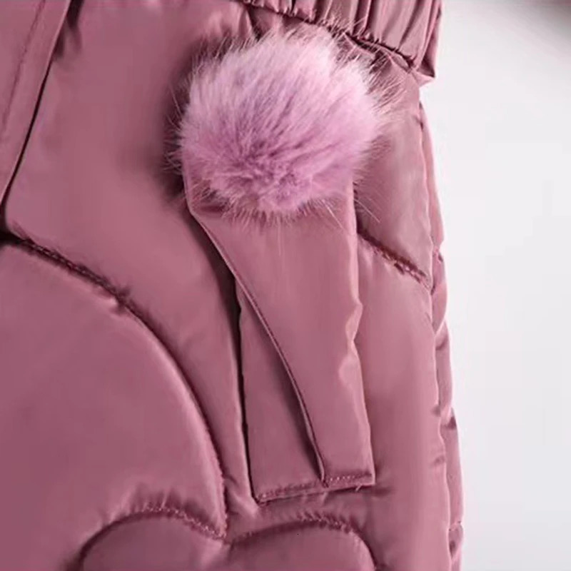 4 5 6 8 10 Years Winter Girls Coat Keep Warm Thicken Kids Jacket Hooded Zipper Fur Collar Princess Outerwear Childrens Clothing 241018
