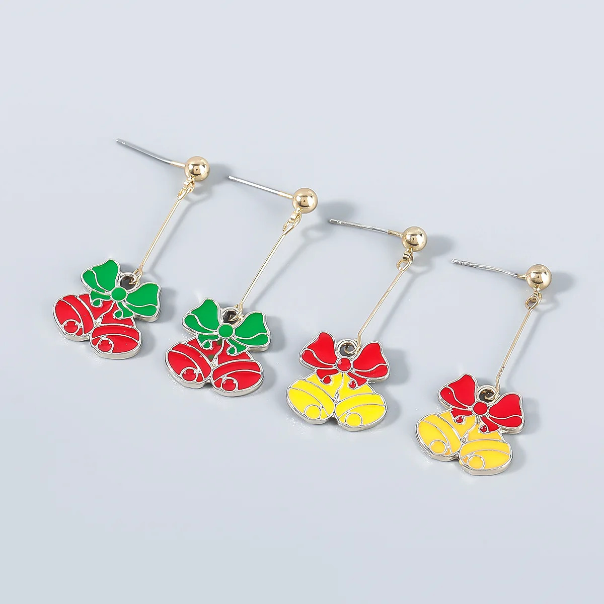 Alloy Dripping Oil Christmas Bell Earrings Suitable for Female Santa Claus Creative Red and Yellow Stud Earrings Jewelry Gifts Wholesale 241018
