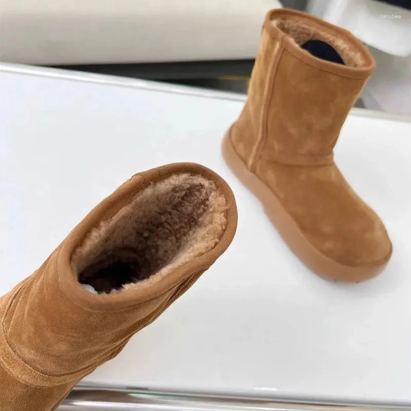 Boots Women's Thickened Warm Plush Snow Thick Sole Non-Slip Winter Cotton Shoes Womens Boots Outdoor Comfortable Round Toe Ankle