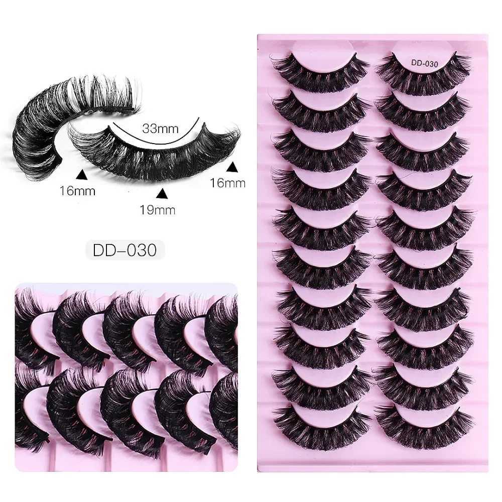 Lashes 10 Pairs Russian Strip DD Curl Lashes 3D Eyelashes Reusable Fluffy False Lashes Russian ExtensionsXJ2410