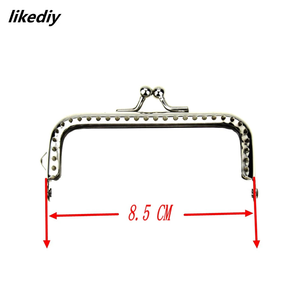 1 Piece Square Glossy Silver Basic Metal Purse Frame Kiss Clasp Lock DIY Bag Accessories 8510512515518 CM 241017