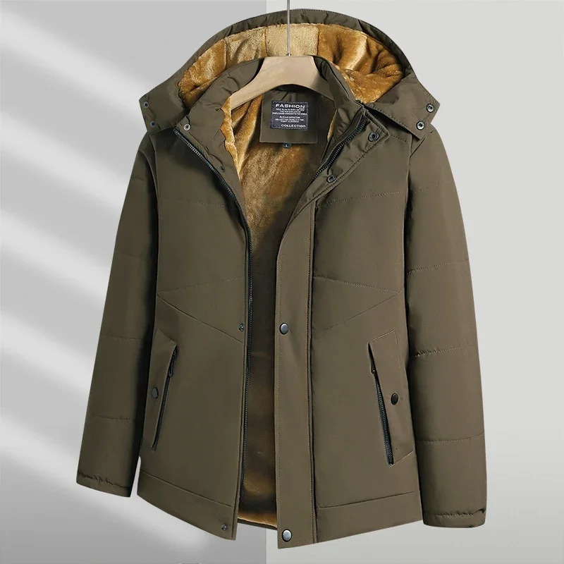 Winter 5XL Windproof Parka Mens Windproof Wool Thick Fur Coat Mens Solid Hooded Street Coat Mens Snow Jacket 241019