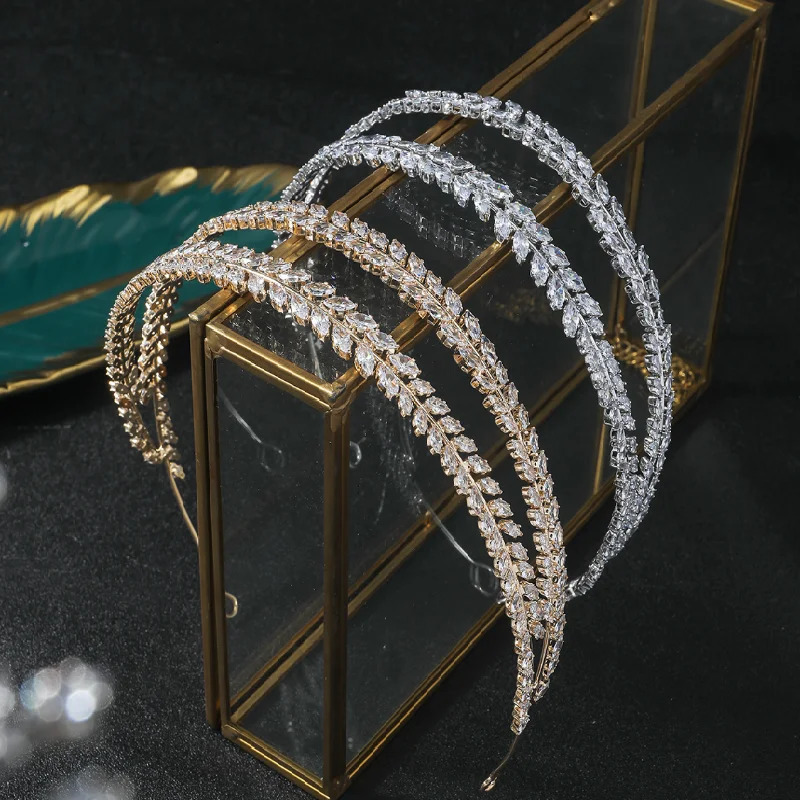 Luxury wedding headband bridal headband cubic zirconia CZ bridal crown headband Tiaras womens hair clip jewelry headband 241018