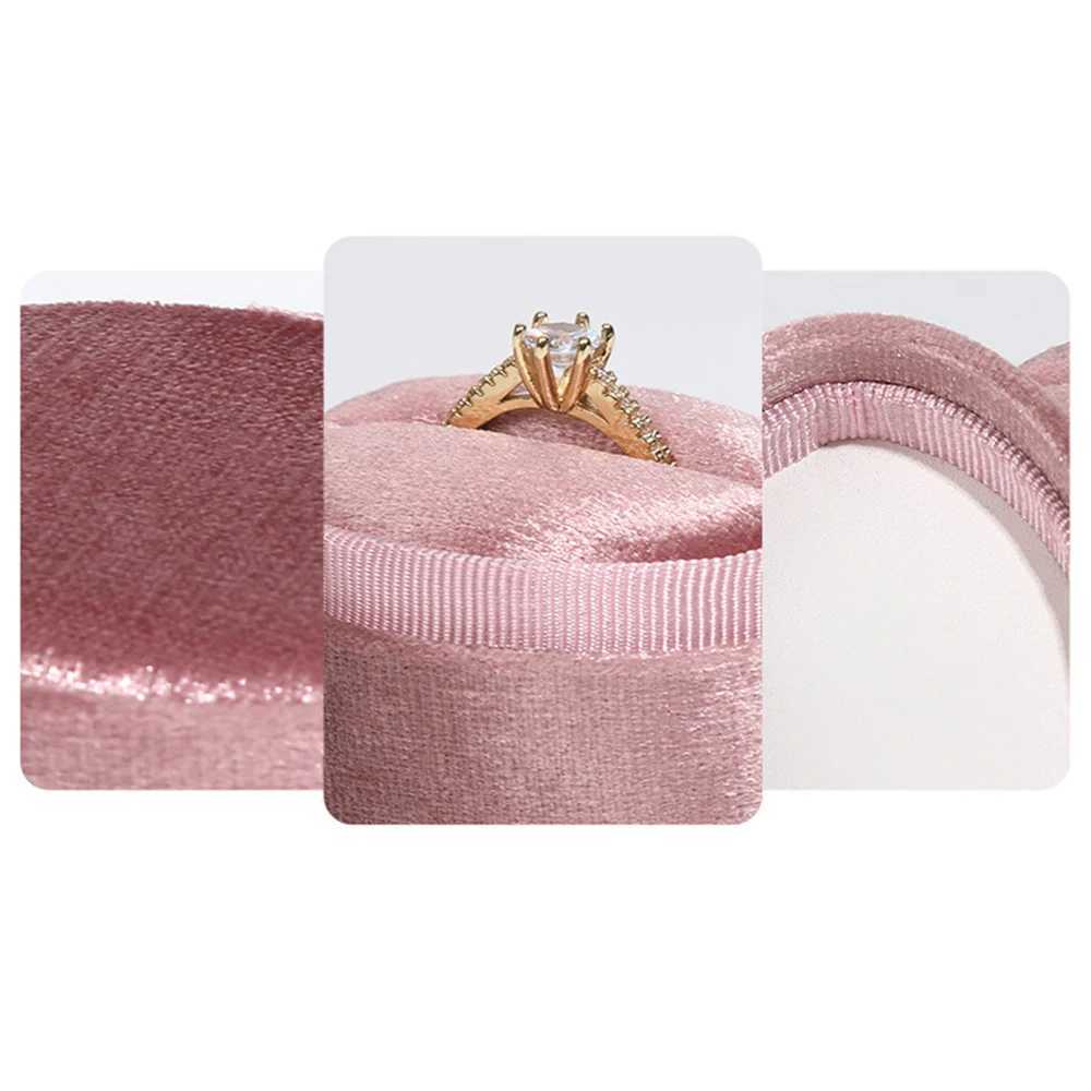 Flannel jewelry box oval ring box simple and exquisite velvet jewelry box double ring box for wedding gift packaging box W241019