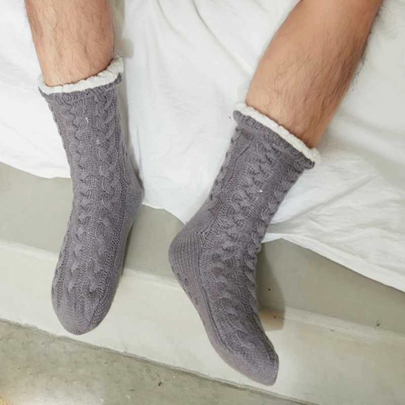 Mens Plus Thicken Cotton Sock Winter Warm Bedroom Shoes Comfortable Sleep Socks Home Non-slip Stocking Holiday Boy Gifts NewXJ241019