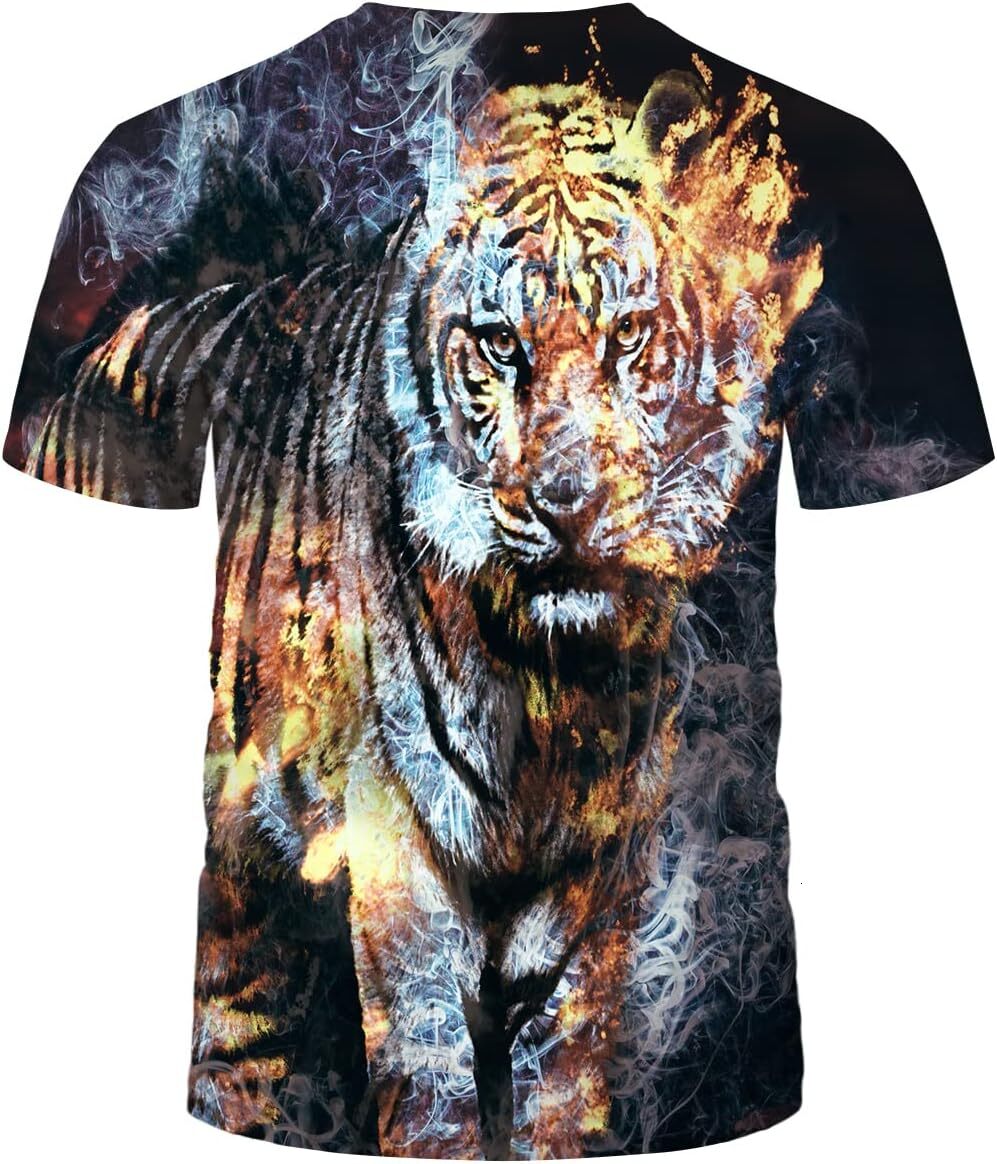 Mens T shirt Vintage Cool Tiger Short Sleeve T-Shirt 3D Printed Psychedelic Tiger Head Trend Gift Shirt tee Casual tops summer clothes Fashionable and