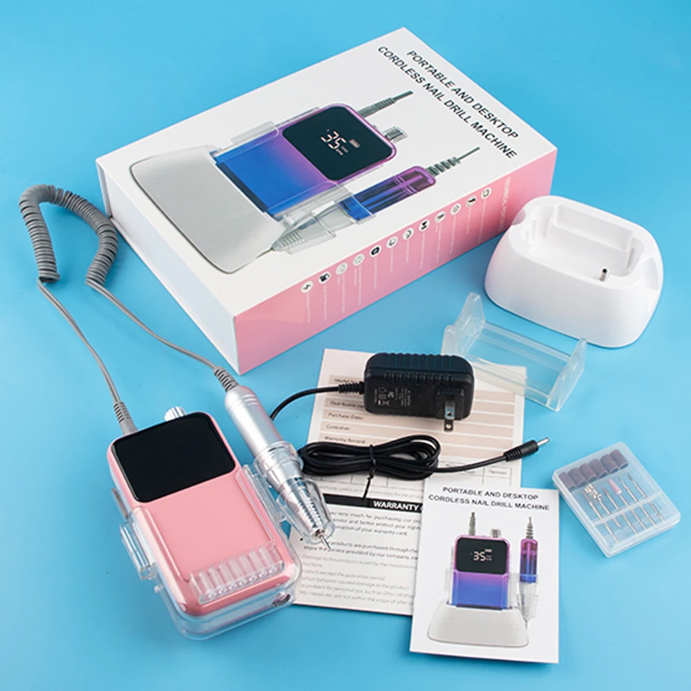 Professional electric nail drill 35000RPM rechargeable nail file nail accessories gel nail polish sander low noise 241007