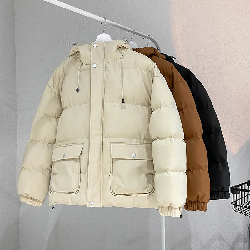 Winter Mens Cotton padded Jacket Casual Fur Collar Windproof Parkas Golf Jacket Classic Waterproof Jacket Mens Inflatable Jacket 241019
