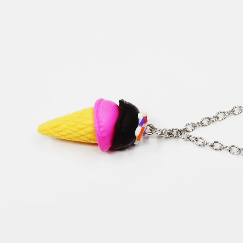 Small wholesale of 5 pieces/batch mixed ice cream necklace polymer clay DIY 50cm chain necklace womens and childrens necklace jewelry 241018