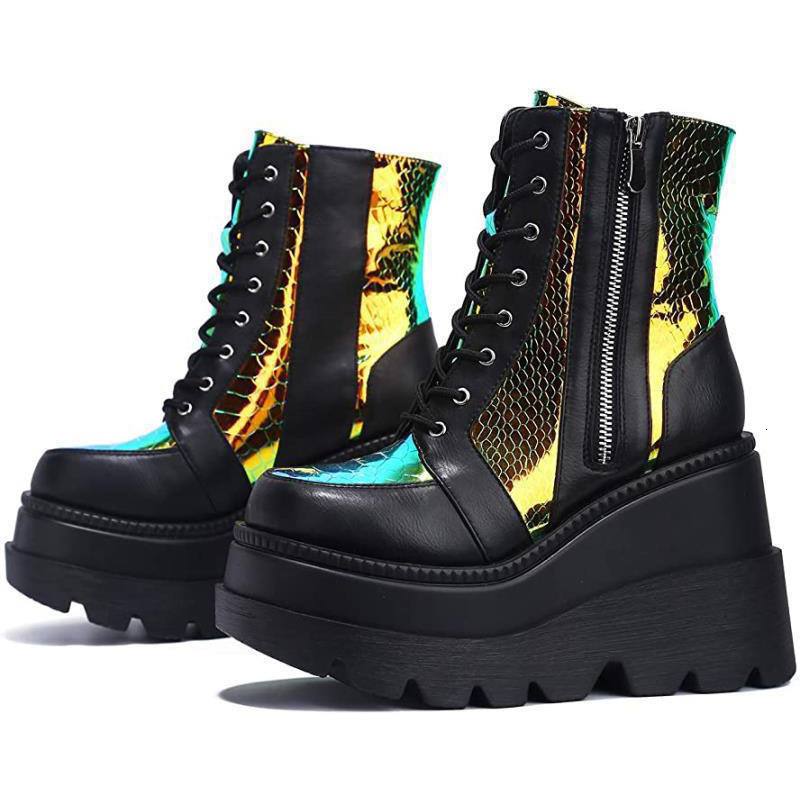High Heels 20 New Colorful Matsu Thick Bottom Side Zipper Women's Boots Large Women's Shoes