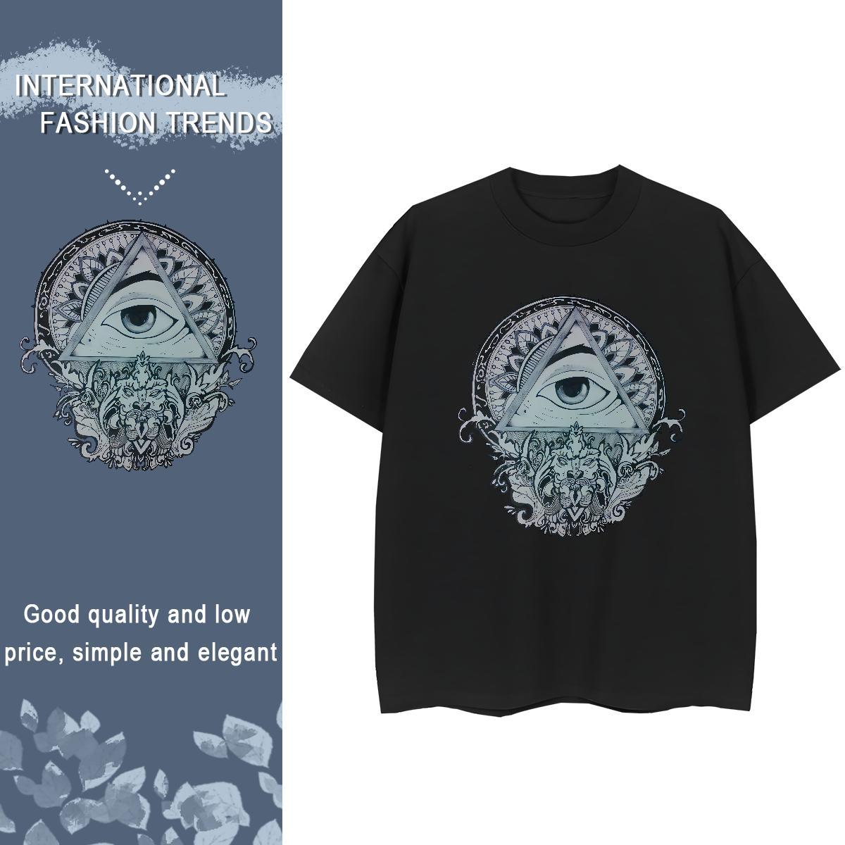 2024 Casual T-Shirts 100% Cotton 230g O Neck Short Sleeves Casual Sport eye of the devil Tshirt for Man Woman Soft White Plus Size Tee Shirt