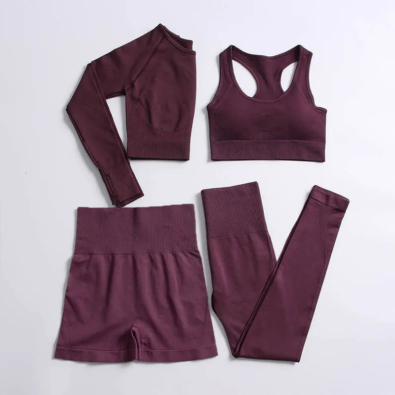 234PCS Womens tracksuit Seamless Yoga Set Workout Sportswear Gym Clothing Fitness Crop Top High Waist Leggings Sports Suits 241010