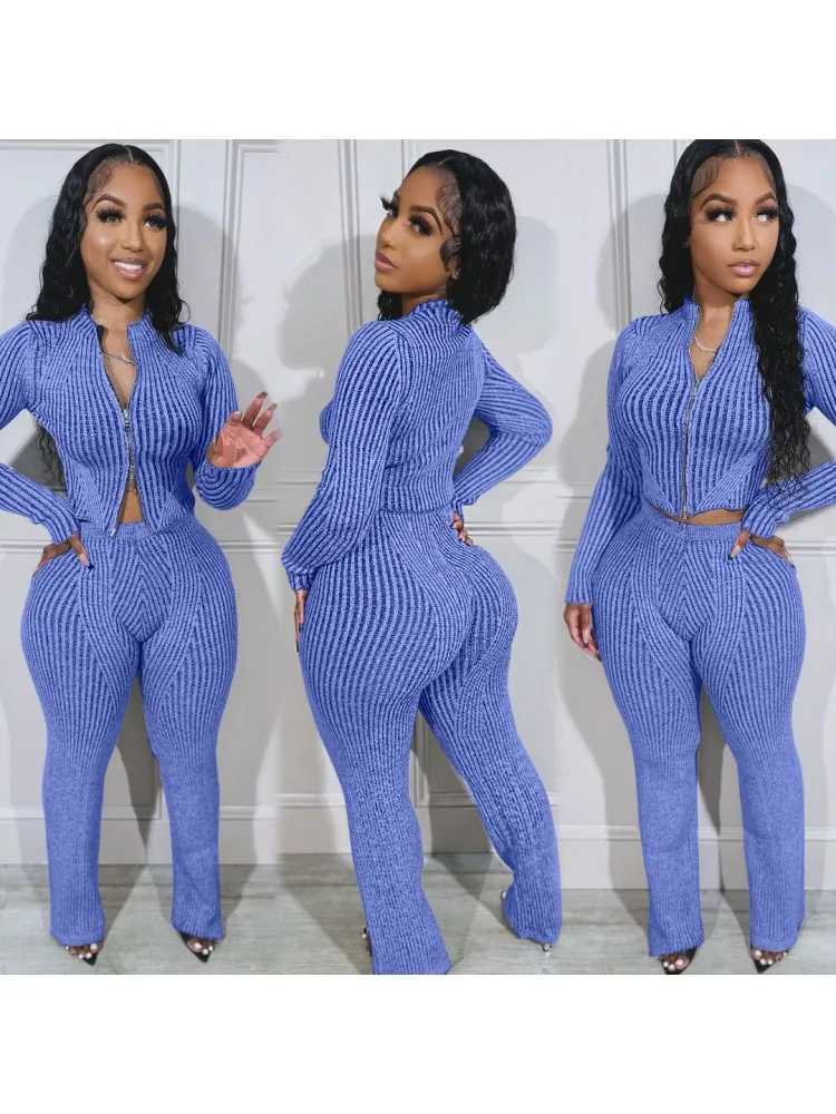 Women's Two Piece Pants 2-piece womens Osaka Africa summer clothing autumn new fashion long slip top and pants party set womens matching set Y241