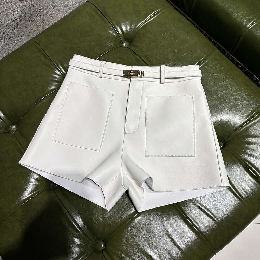 Yoloagain 2024 Autumn Fashion Real Women Sheepskin Leather Shorts Ladies