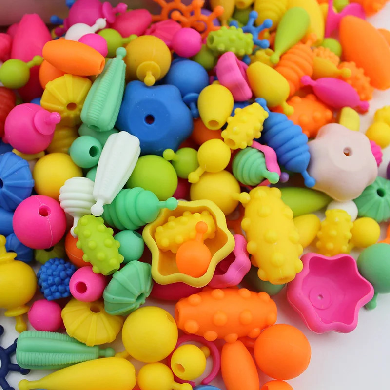 Pop Art beads are clipped together for childrens jewelry fashion kits DIY necklaces and bracelets crafts birthday toys gifts childrens beads 241018