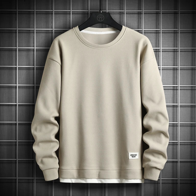 2023 Solid Color Sweatshirt Men Hip Hop Streetwear Long Sleeve O Neck Pullovers Mens Sportswear Fashion Causal Tops 241010