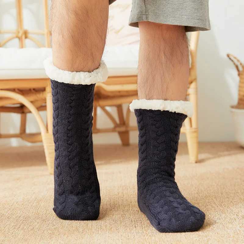 Men Winter Thickened Knitted Floor Socks Woven Thermal Cashmere Womens Carpet Home Plus Velvet Sleep Socks Slippers Leg CoverXJ241019