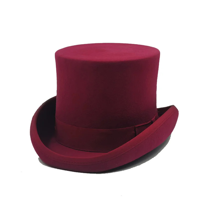 Magician High Hat British Black Jazz Top Hat Male and Female Court Hat Gentleman Flat Head Felt Hat 2024 Sombrero de Copa Brit anico 241018
