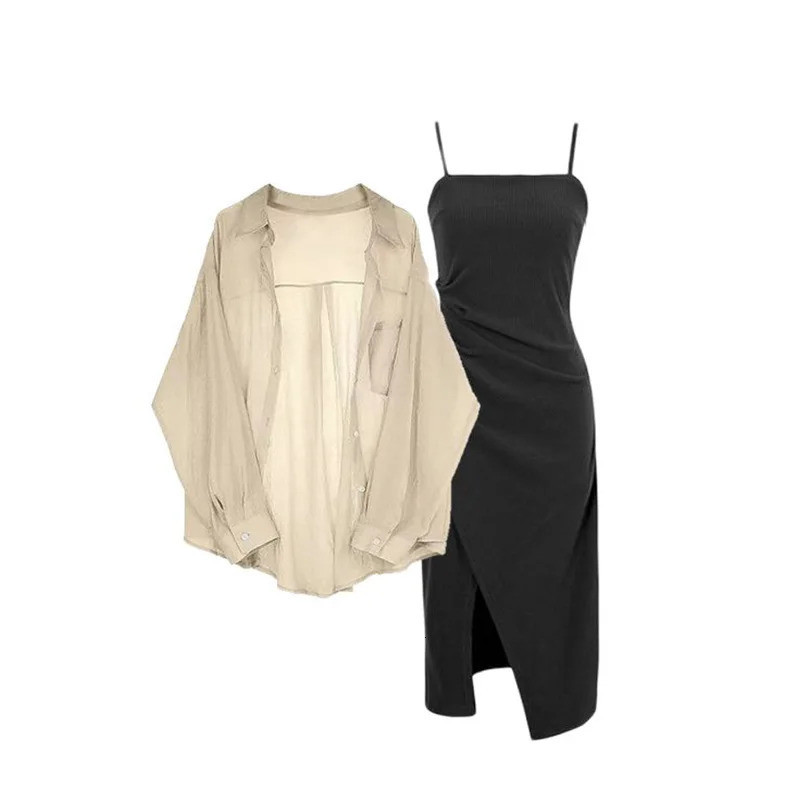 Womens Summer Set Fashion Ultra Thin Set with Sunscreen Chiffon Shirt Lifting Two Piece Set 241018