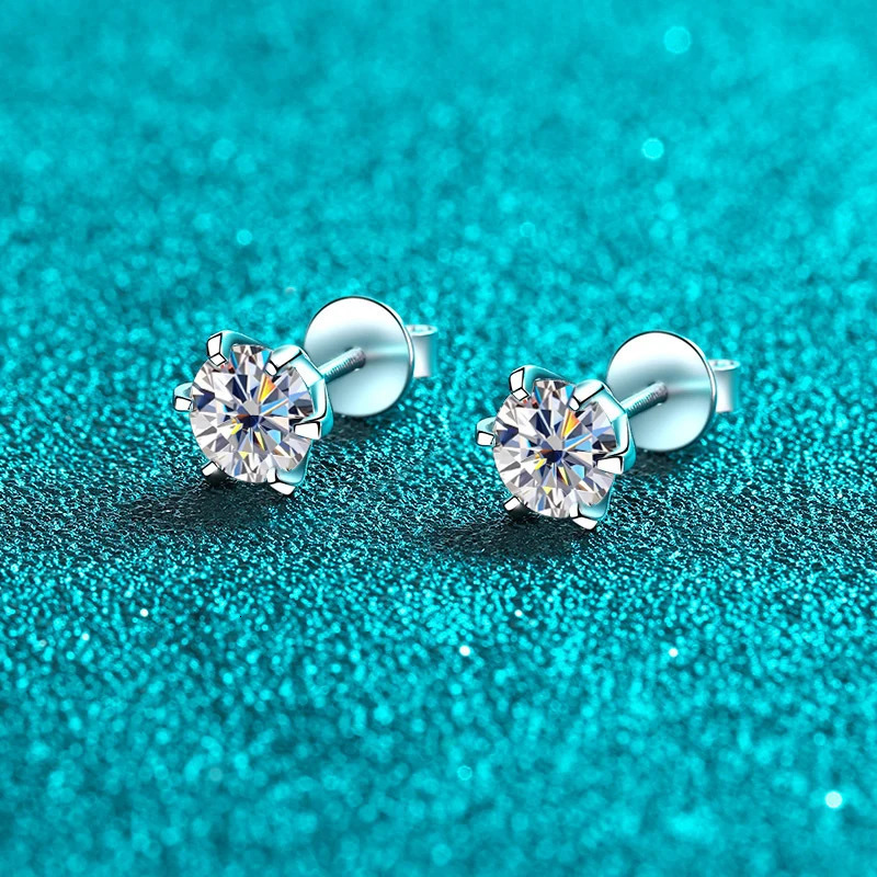KNOBSPIN 1ct earrings suitable for womens weddings exquisite jewelry GRA s925 sterling silver plated 18k white gold stud earrings 241018