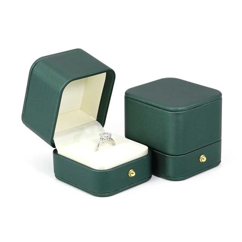 Vintage Double Slot Ring Box Pearl Treasure Box Wedding Proposal Engagement Ring Gift Organizer Storage Box PU Leather Packaging Box W241019