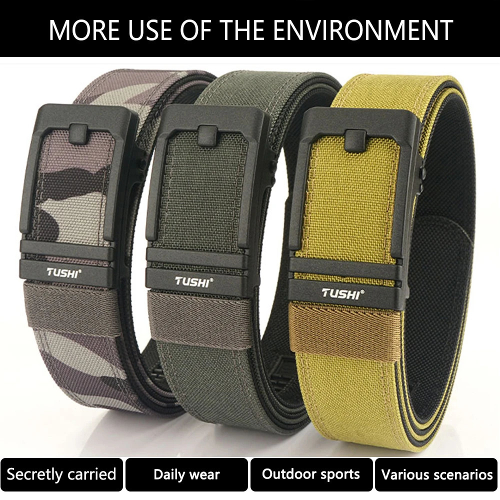 TUSHI military mens belt sturdy nylon metal automatic buckle belt tactical outdoor girls IPSC accessories 240925