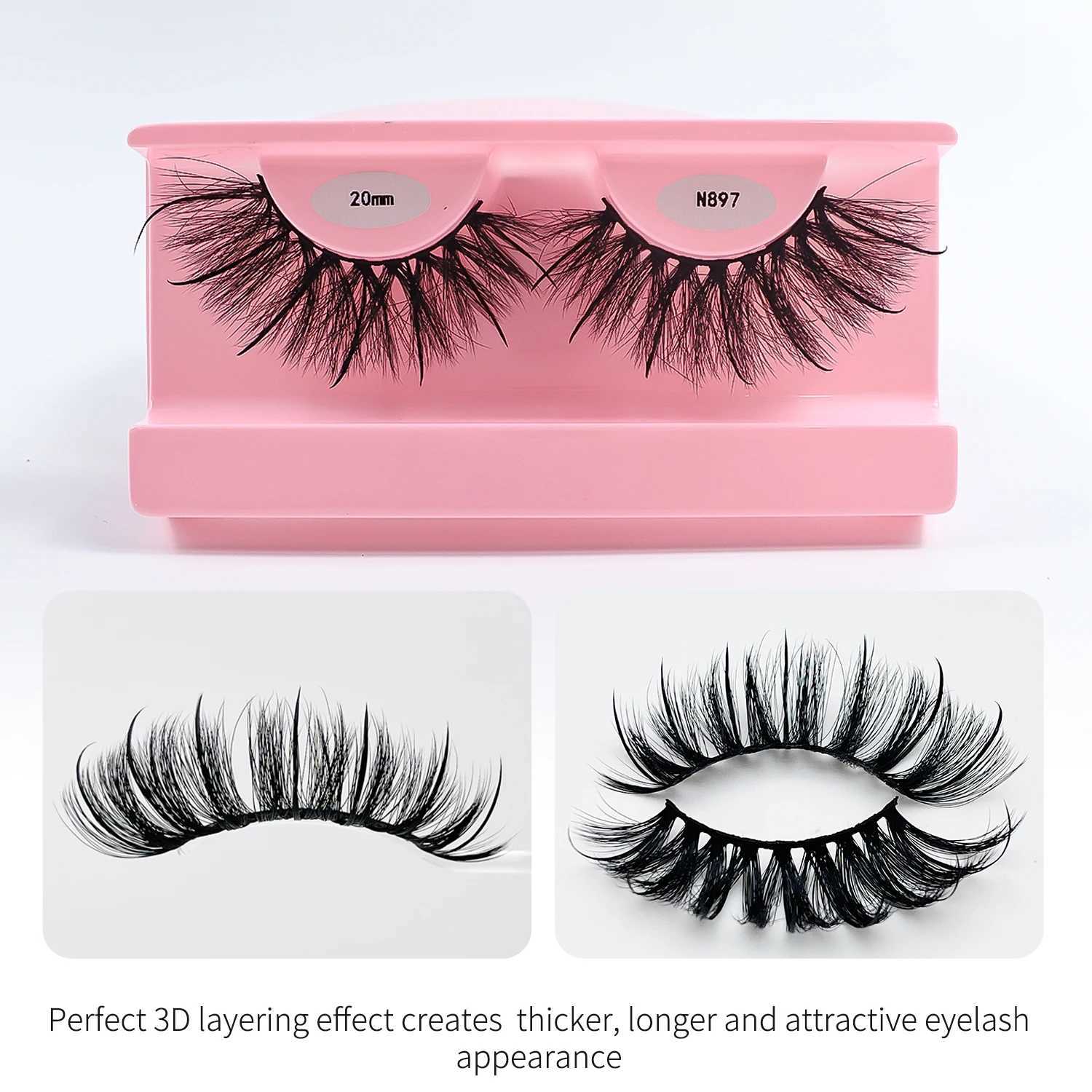Faux Mink Wispy Mega Spiky Eye Lashes Extensions 13-20mm Thick Spike Strip False Eyelashes WholesaleXJ250116